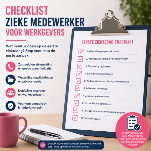 Eerste ziektedag checklist voor werkgevers: wat moet je direct regelen?